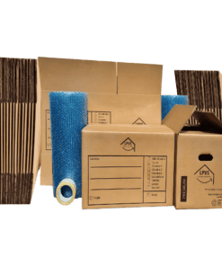 Kit de Déménagement T2 - 20 Cartons 50x30x30 cm + 10 Cartons Livres 26x26x50 cm + 1 Rouleaux de Papier Bulle Offert - Fabriqué en France